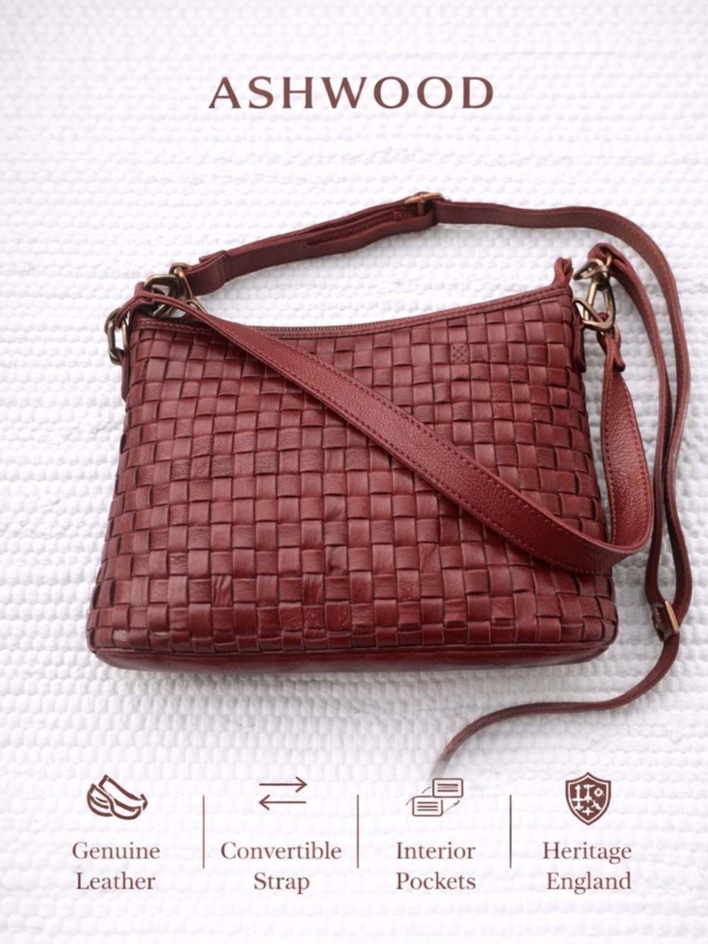 Ashwood Woven Leather Crossbody Bag Brown Prairie Boho Western Purse